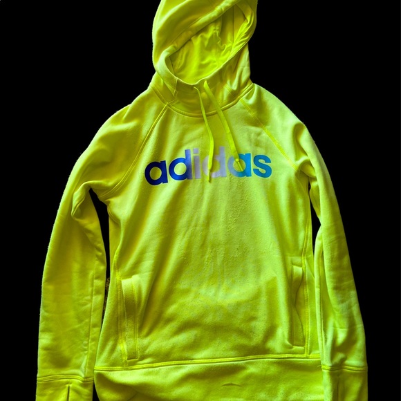 Neon Green Adidas Sports Hoodie - Picture 1 of 4
